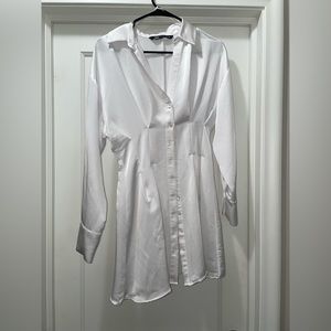 ZARA ruched button-up shirt dress